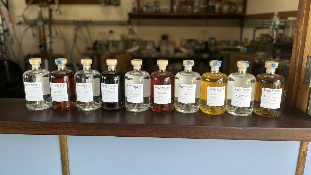 Nine of the ten drinks Reedy Swamp Distillery currently produced. Picture by James Parker