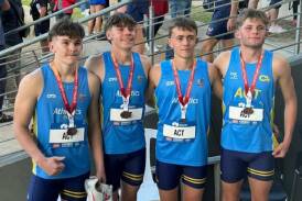 Boady Dunne (second from left) alongside his ACT teammates at the Australian Athletics Championships in South Australia. Picture from South East Sports Academy Facebook page