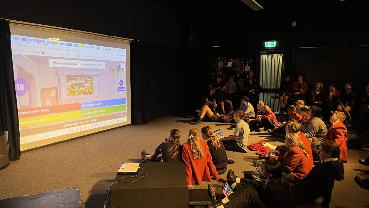 Year 7 students participated in an online quiz after one of the presentations which kept the school children engaged. Picture by Jimmy Parker
