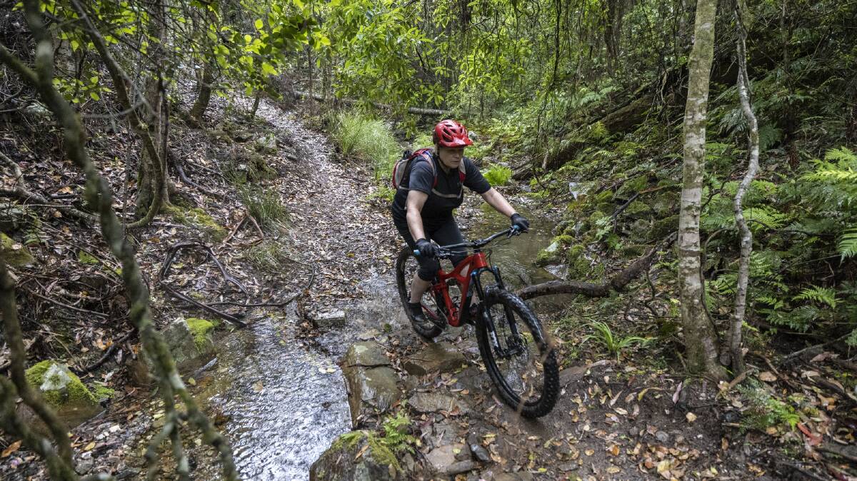 Georgie Staley out on Narooma Mountain Bike Trails, riding 'Kents'. Picture supplied.