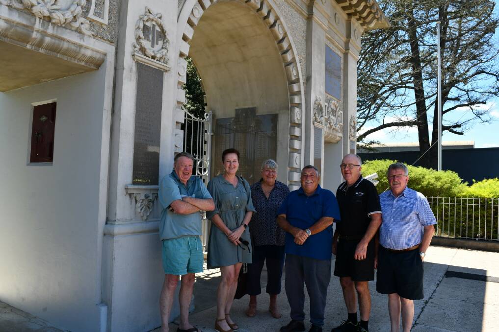 Discussing plans for the centenary celebration of the Bega Soldiers' Memorial are (from left) Kevin Long, Terri Tuckwell, Pat Raymond, Gary Berman, Ken Witchard and Barry Dwyer. Picture by Ben Smyth