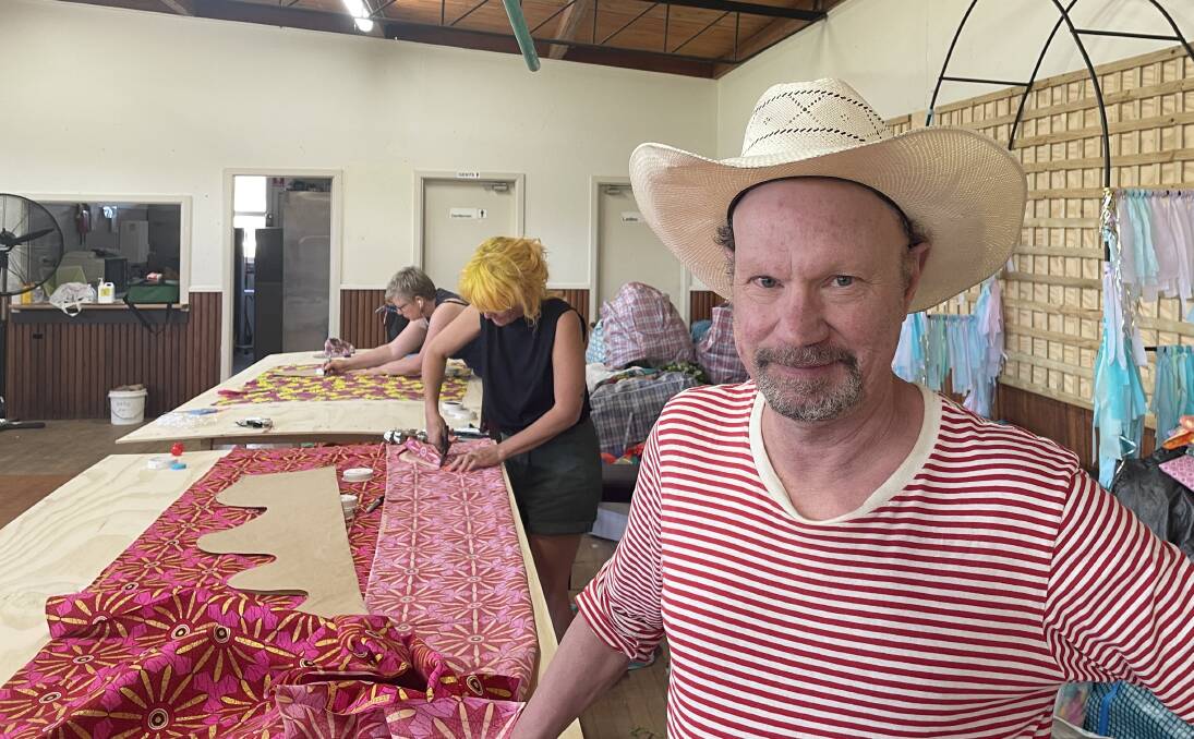 Artistic director at Wanderer Ian Pidd in the shed where signage and decoration is made for the festival at Pambula. Picture by Denise Dion